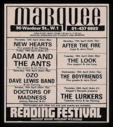 London Marquee Advert 1978